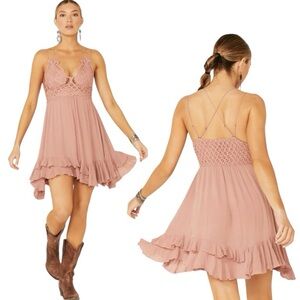 Free People Pink Lace Dress